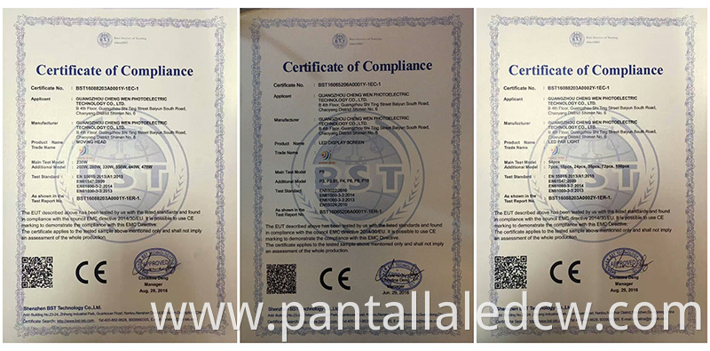 LED wall certificate CE